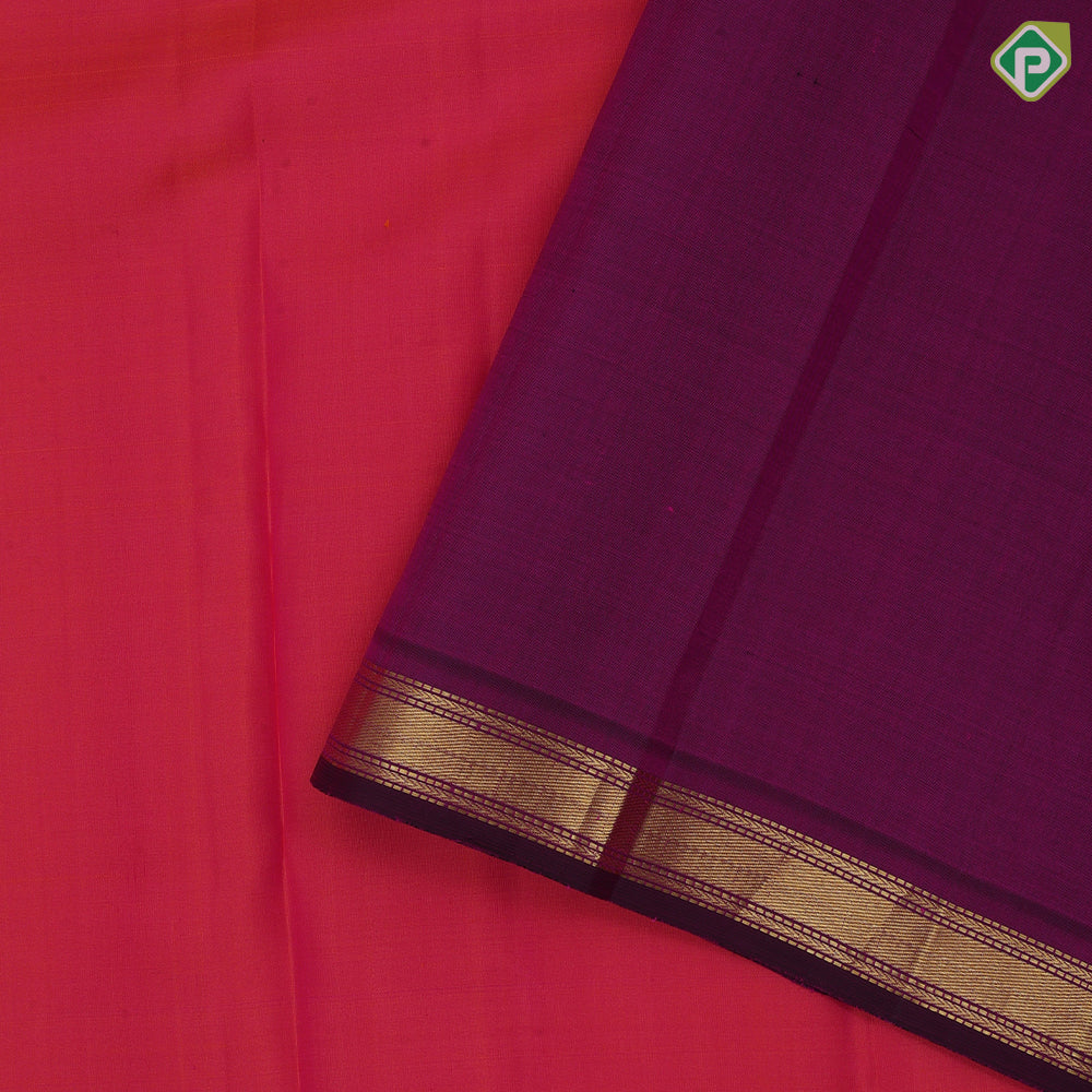 Red full body plain weaved maroon gold zari bavanji edge border plain traditional vintage silk saree