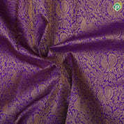 Purple gold zari annam horse floral design pinkish orange gold zari zig zag border pattu paavadai lehanka