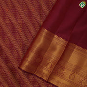 Marron Gold Zari Floral Brocade Design Self Colour Chagaram Flower Border Design Wedding Silk Saree
