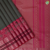 bottle green with copper silver zari self butta design tomato red silver gold zari double annam butta border grand silk saree