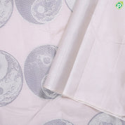 Pinkish cream silver zari ying yang concept inspired borderless signature edition silk saree