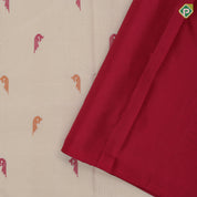 Cream White Gold Zari Manga Motif Thread Paithanic Motif Design Border Less Fancy Silk Saree