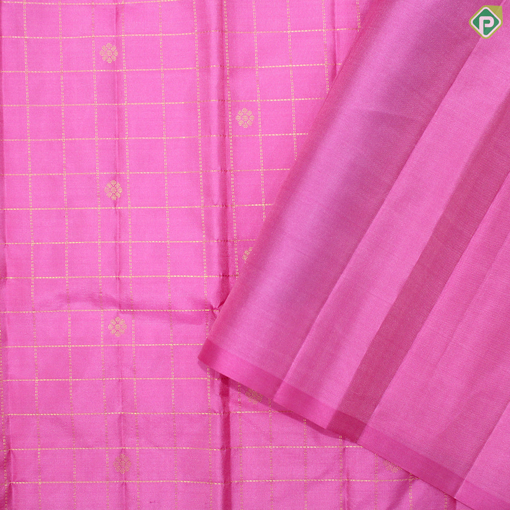Pink Color Gold Zari With Self Color  Border Traditional Silk Saree