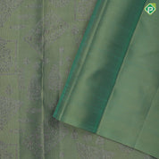 Olive Green Neem Zari Check Floral Design Self Colour Ruthracham Border Design Grand Silk Saree
