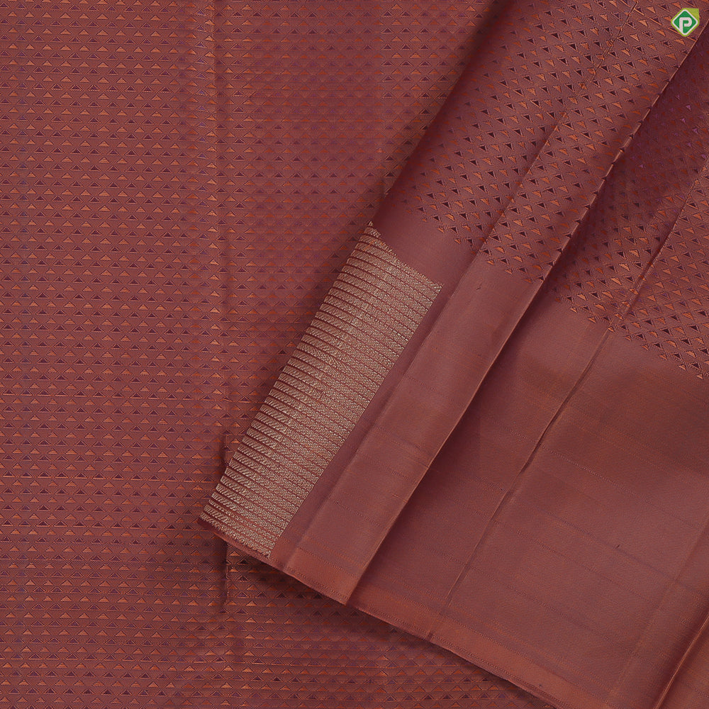 Syrup Brown With Honey Orange Silk Thread Rose Gold Zari Turning Border Bridal Silk Saree