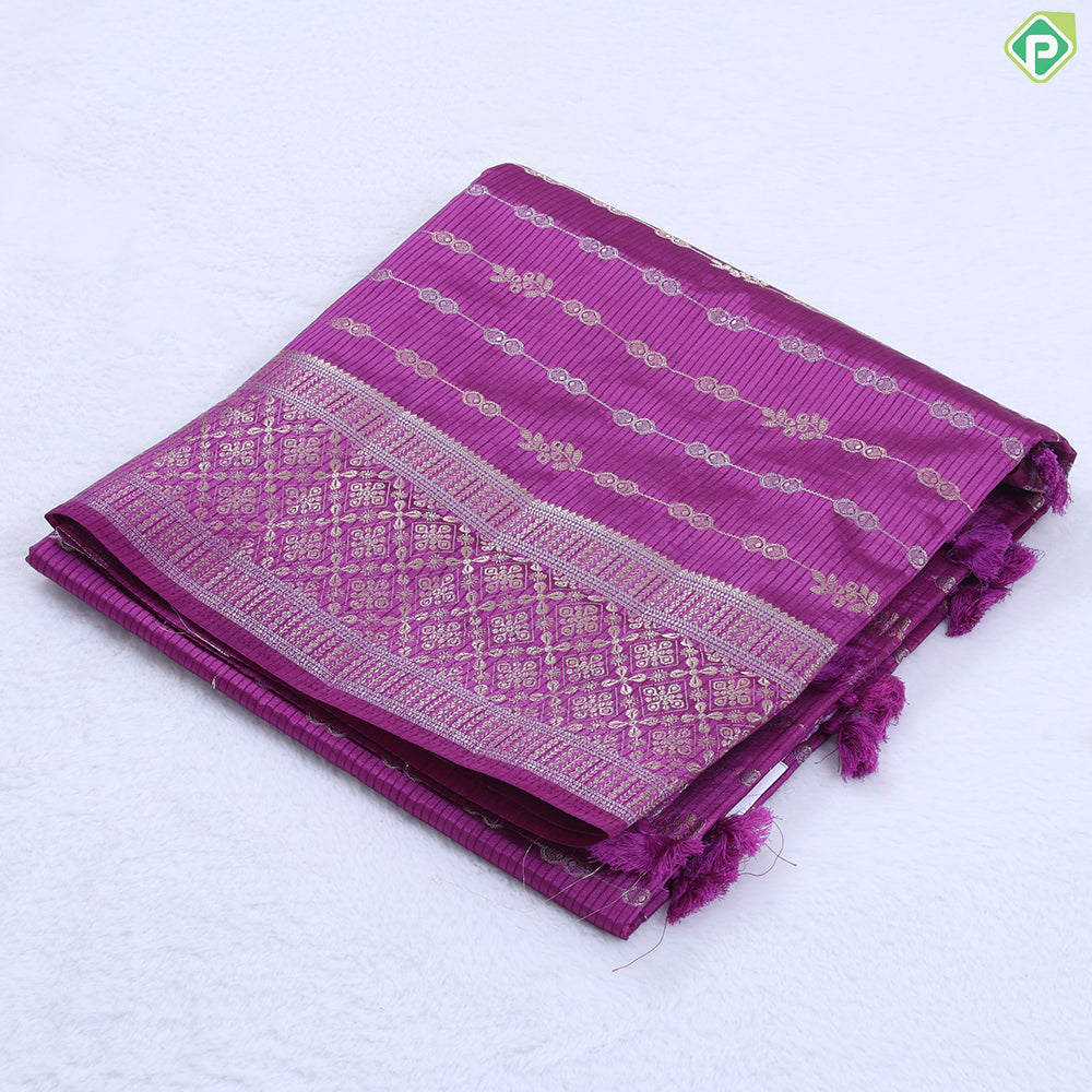 Pink gold zari Beads Lines design Self gold zari diamond rangoli border fancy chiffon saree