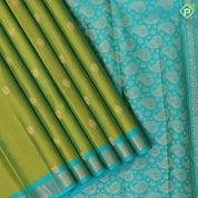 Parrot Green Gold Zari Peacock Chagaram Butta Design Rexsona Green Ruthracham Border Design Pure Mix Silk Saree