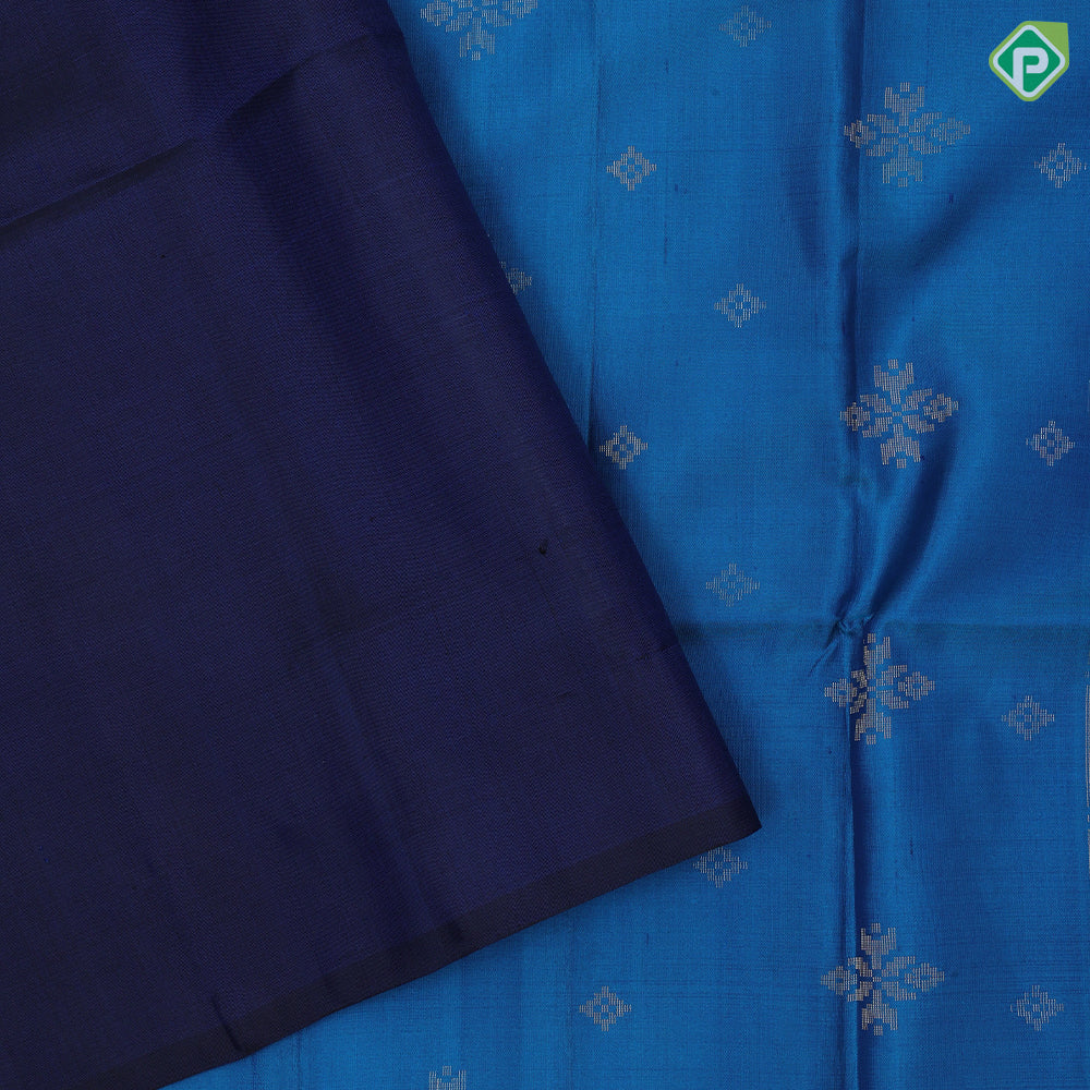 Spring green silver gold zari fancy flower butta motifs sea green silver gold zari graphic design border soft silk saree