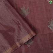 Onion pink colorful zari lotus butta design self color gold zari plain border soft silk saree