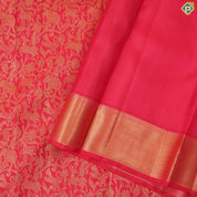 tomato red with gold zari vanasingaram design self gold zari border grand bridal silk saree