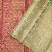 Peach Orange Gold Zari With Cream color Turning  Border Traditional Silk Saree