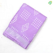 Light color base white dots grouped shapes design self silver zari border fancy chiffon sarees