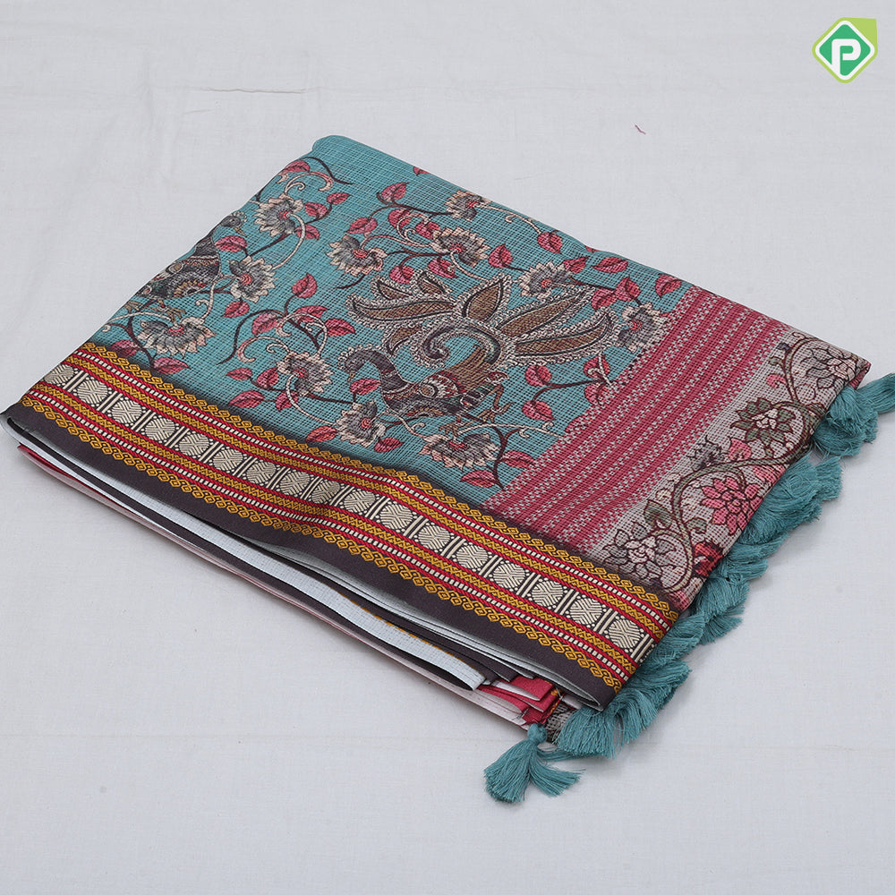Bright Colour Based Annam Floral Design Border Traditional Fancy Cotton Saree