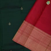 Bottle Green Gold Zari Small Motif Chilly Red Ruthracham Weave Border Design Traditional Silk Saree