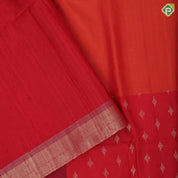 Rani pink honey orange gold zari butta grand design pallu gold zari border soft silk saree