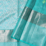 Silver Grey With Rexona Green Silk Thread Small Flower And Rexona Green Small Lines Border Trendy Designer Silk Saree
