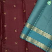 Red Brown Gold Zari Vairaoosi Small Motif Rama Green Elephant Peacock Border Design Traditional Silk Saree