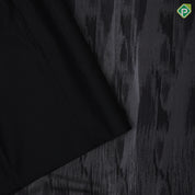 Black base tri color wood grains marble design borderless pallu concept Luxury black silk saree