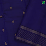 Navy Blue Gold Zari Small Motif Design Self Colour Zari Lines Border Design Traditional Silk Saree