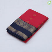 Sky blue gold zari stripes and flower butta design maroon gold zari rettapet border traditional Art silk saree