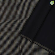 Black with sandal checks and stripes design borderless edge border Luxury black silk saree