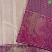 Pista green gold zari zig zag crystal design purple peacock under tree art effect trendy tissue silk saree