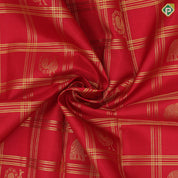 Chilly red gold Multi lined Checks elephant peacock butta Lavender gold zari muti lines border pattu paavadai lehanka