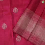 Magenta With Neem Zari Flower Butta Self With Silver Zari Border Traditional Silk Saree