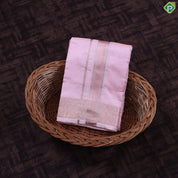 Light Pink Tissue weave Copper Zari Spinning Design Border 8*4 pure Silk Dhoti Vesti