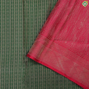 Forest green Gold Zari self designed Stripes design self gold zari red edge border trendy designer silk saree