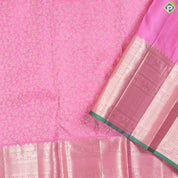 Light Pink With Gold Zari Body Design Self Colour With Green Edge Border Grand Silk Saree