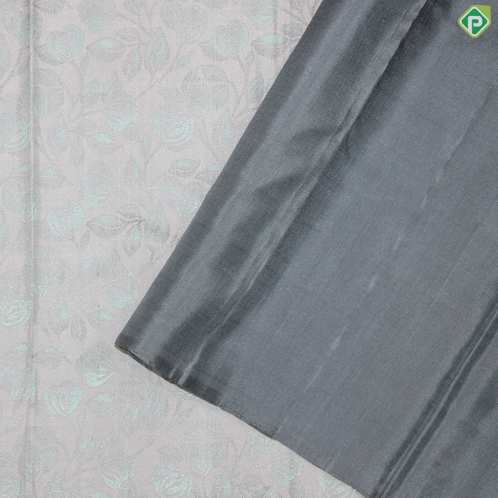 Lilac Lavender sea green flower design Self Border trendy designer silk saree