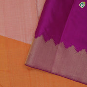 Dark Orange gold silver zari tissue pythonic pallu raising border sun and the moon inspired silk saree