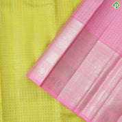Apple Green silver and gold zari kattam mid diamond butta pale pink border retro traditional silk saree