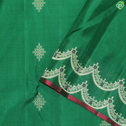 Green Gold Zari Rangoli Motif With Self Color Turning C Type Meena Work Border  Trendy Silk Saree