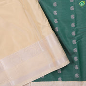 Emerald green with vairaoosi and butta design cream border Art silk gift saree