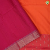 Rani pink honey orange gold zari butta grand design pallu gold zari border soft silk saree