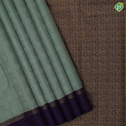 Sage Green Thread Manga Design Violet Gold Zari Lines Border Design Trendy Fancy Silk Saree