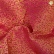 Pink gold zari grand floral design yellow gold zari border pattu paavadai lehanka