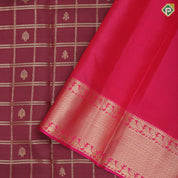 Violet gold zari window panel mid fancy butta pink gold zari fancy border Pure Mix silk saree