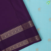 Sea blue gold zari vairaoosi checked kataam rudraksham butta purple gold zari retta pattai border art silk saree