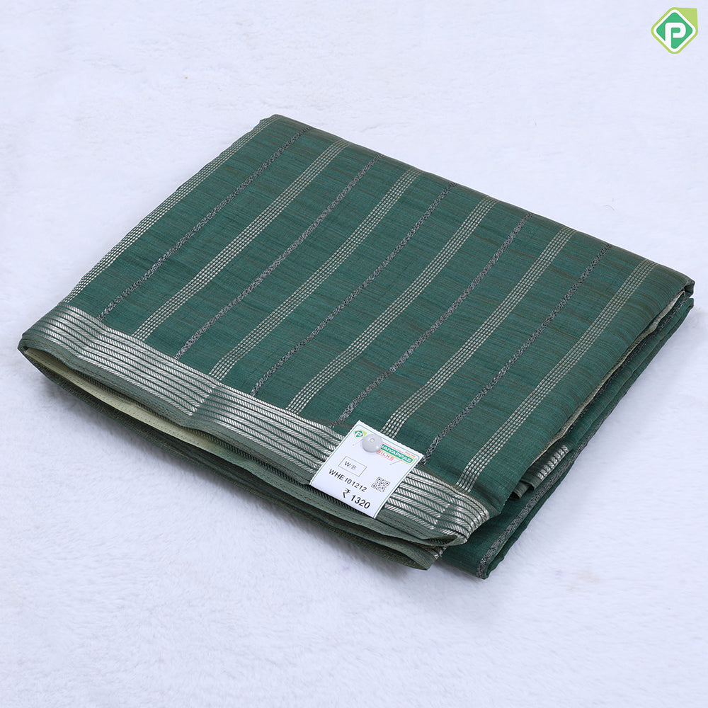 Peacock blue silver zari stripes and border trendy fancy chiffon saree