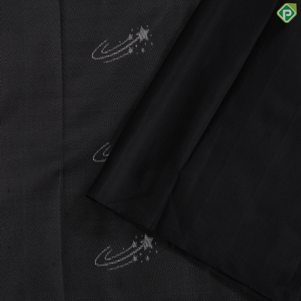 Elephant grey with cream white star design galaxy inspired pallu concept trendy designer silk saree