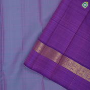 Ice blue dual done plain weaved purple blue gold zari elephant butta line border plain traditional vintage silk saree