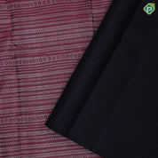 Deep Pink Gold Zari Velthari Lines Brocade Design Dark Navy Blur Flower Bride Border Design Trendy Silk Saree