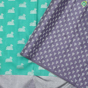 Rexsona Green Nandi Motif Silver Zari With Lavender Border Traditional Silk Saree