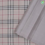 Light Gary Checked Design Gainsboro Gold Zari Manga Motif Border Design Trendy Silk Saree
