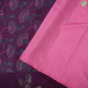 Purple multi color floral embossed design self multi color zari fancy butta border trendy silk saree