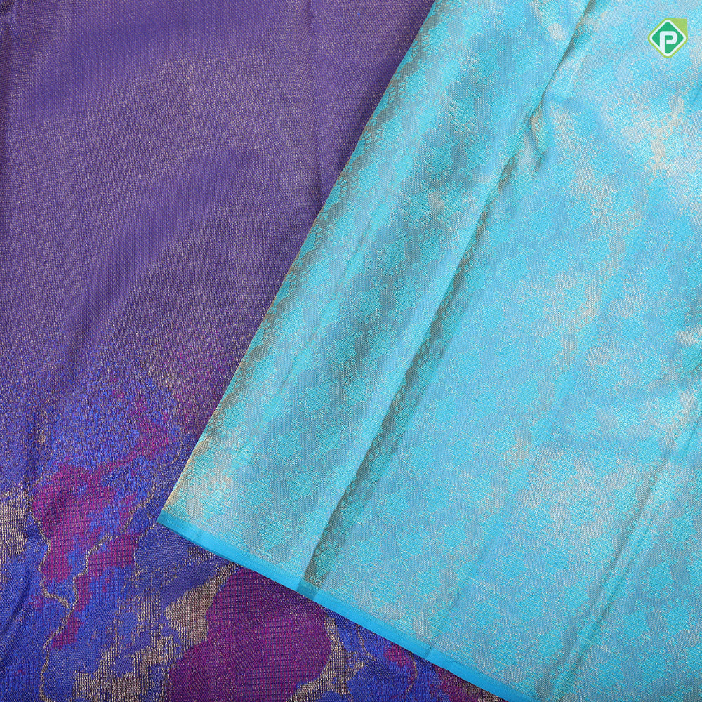 Dark blue gold zari shimmer lights stars shines design border galaxy effect signature edition silk saree