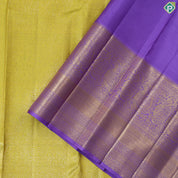 Lemon Green Grand weaved Contrast Lavender Border Exclusive Bridal silk saree